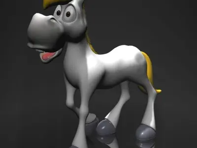 Cartoon Horse Rigged and Animated Low-poly 3D model