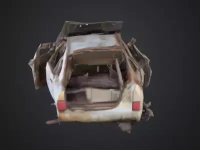 Rusty Junk Car Low-poly 3D model