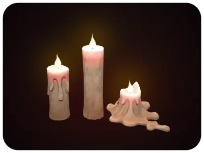 Stylized Candle Small Set Low-poly 3D model