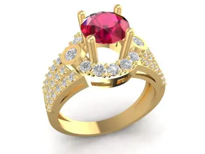 Luxury Ruby Diamond Ring for Women 1727 3D print model