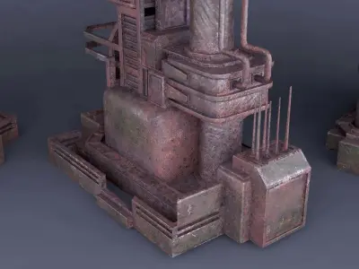 Sci-Fi low poly machinery game ready asset Low-poly 3D model