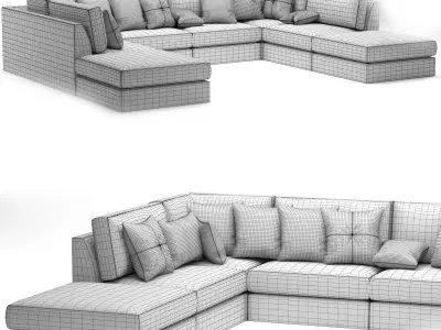 FRANCO II CLASSIC 8 PIECE SECTIONAL 3D model
