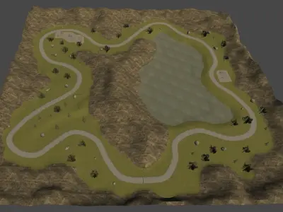 Park Racing Track Low-poly 3D model