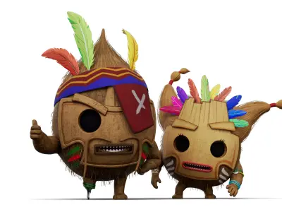 Coco Mama and Papa Rigged Low-poly 3D model