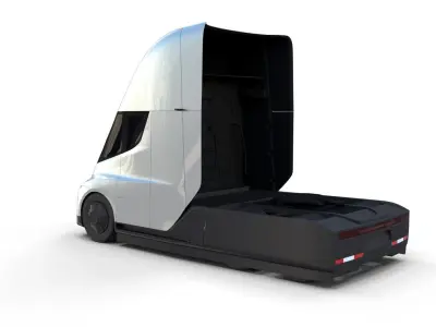 Tesla Truck with Chassis Silver 3D model