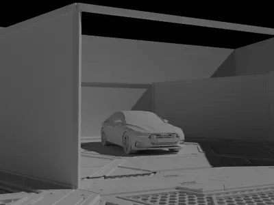 Sci-Fi Garage with Sports Car 3D model