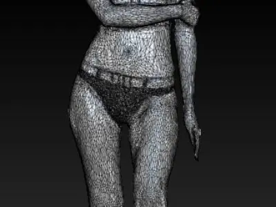 Slim pretty woman in a swimsuit looking up 218 Low-poly 3D model