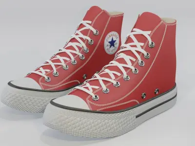 Basketball Leather Shoes Converse All Star  Red 3D model