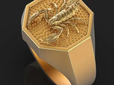 scorpion ring Silver Gold  Print 3D print model