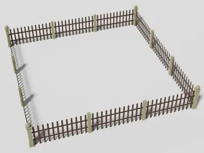 Garden fence Low-poly 3D model