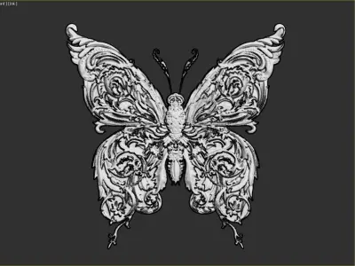 butterfly ornamental classic decoration 3d model vol 19 3D model