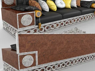 Ottoman Sofa Low-poly 3D model