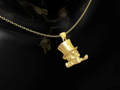 Hooded Skull Gold Pendant Jewelry 3D print model
