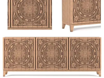 console01 wooden sideboard with ornate carvings 3D model