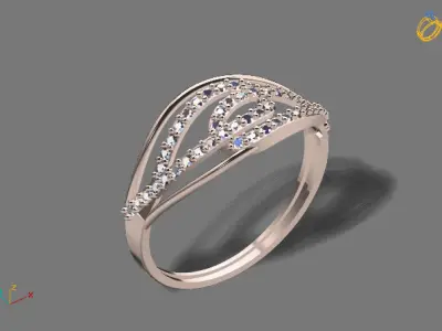 Womens Diamond Signet Ring Women Rings 3dmodels 3D print model 3D print model 56