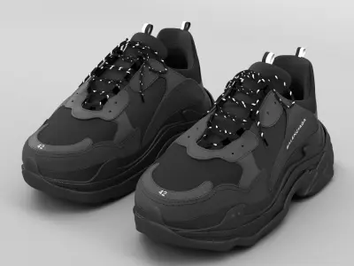 balenciaga triple s black 3D model