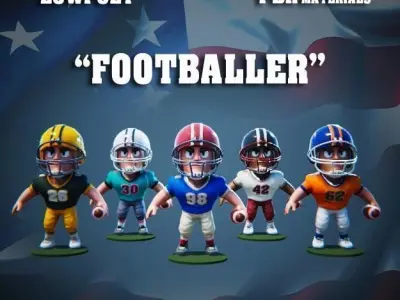 Low poly American football game models 3D Model Pack