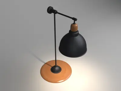 Anthracite Table Lamp With Wooden Detail 3D model