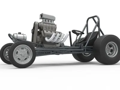 Vintage Front engine dragster Base Scale 1 to 25 3D print model