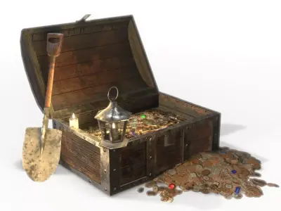 Pirate Treasure Chest Low-poly 3D model