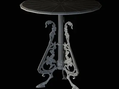 Ornate bistro table with decorative bronze base 3D model