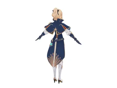 genshin impact jean default Low-poly 3D model