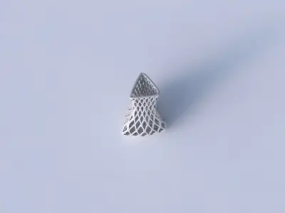 Vase puffy triangle with diagonal grid lattice 3D print model