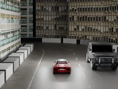 car animation scene 3D model