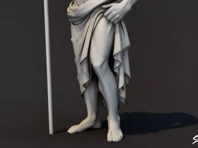 Poseidon Statue Low-poly 3D model