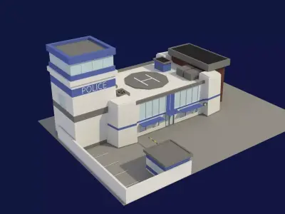 Low Poly Police Station Low-poly 3D model