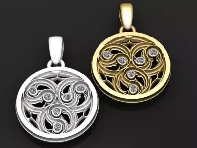 gold swirl pendant 3D printable model  3D print model