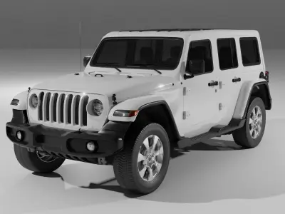 Jeep Wrangler 2018 - Simple Rig with Drivers for Lights 3D model