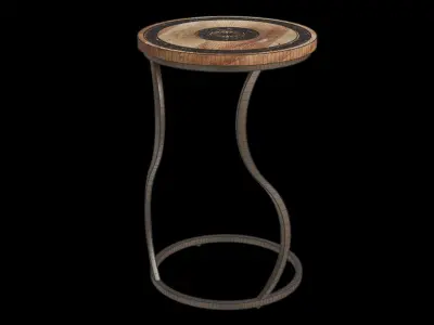 Hand-Carved Round C-Table 3D model