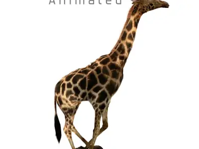 Realtime Running Savannah Giraffe Low-poly 3D model