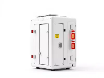 White Utility Box Model Pack with Red Indicators Low-poly 3D model