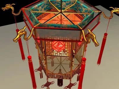 Chinese palace lantern 3D model 2