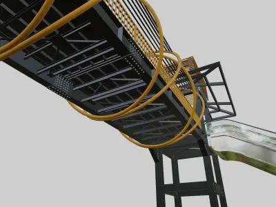 Steel Pedestrian Bridge-Escalator-Tower Column Type-28 3D model