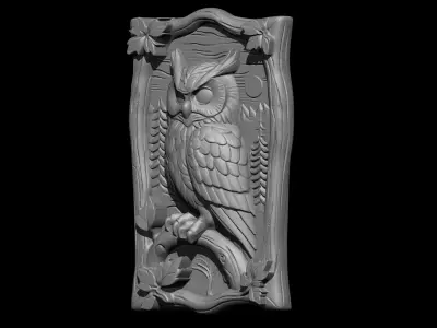 Stylized Owl Wood Carving 3D print model