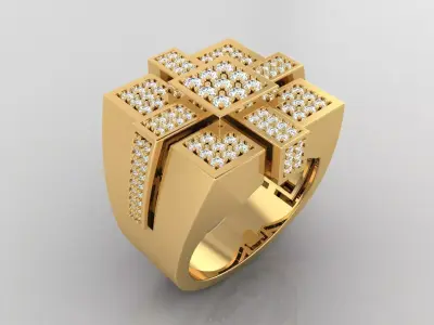 Ring M34 Mens luxury ring with gem 3D print model