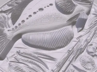 Flounder Fish 3 basrelief for 3D printing 3D print model