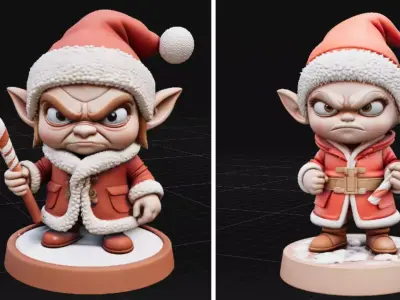 Grumpy Winter Christmas Two Model Pack Character 3D Print 3D print model