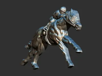 Race Horse With Jockey 3D print model