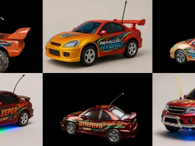Controled Car bundle 9 pack 100 glb 3D model