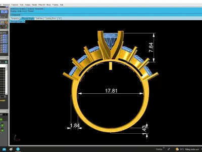 Luxury Crown Style Gemstone Ring 3D Model for Fine Jewelry 4804 3D print model