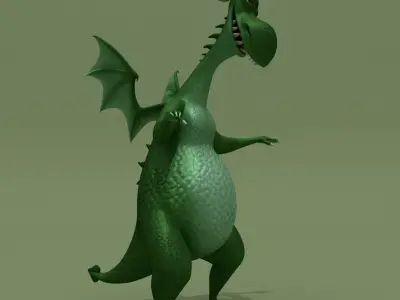 Cartoon Dragon Green and Red 3D model