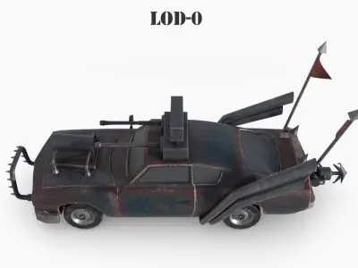 Post Apocalyptic Plymouth Low-poly War Car Game Asset Low-poly 3D model