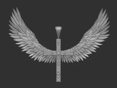 Jesus cross with wings pendant 3d printable  3D model