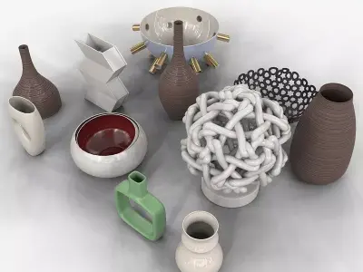 Modern Ceramic and Glass Decorations Ornaments 3D model