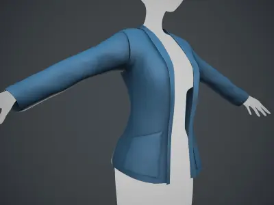  Female Blue Jacket Style 2 Low-poly 3D model