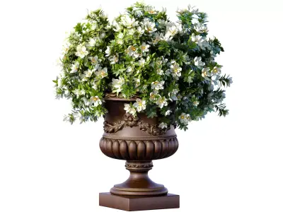 Magnolia flowers Bouquet in classic vase pot flowerpot 3D model